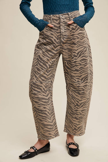Ashlyn Zebra Print Barrel Jeans