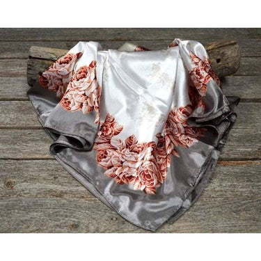 Grey & Pink Floral Wild Rag/Scarf