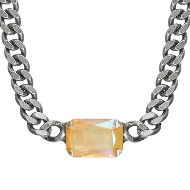 Darcy Necklace in Antique Silver / Verde Linen Ignite