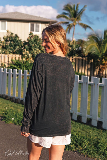 FUELED BY COFFEE Mineral Washed LS Graphic Tee