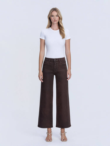 Ginger High Rise Coated Wide Leg Jeans by Flying Monkey