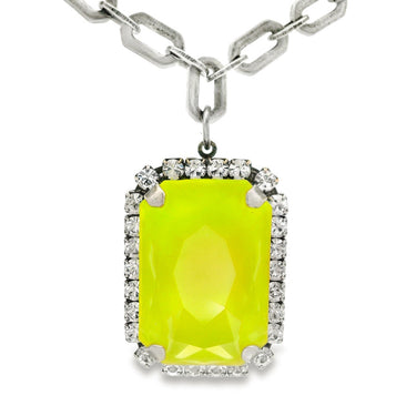 Mini Soleil Necklace in Antique Silver / Electric Yellow