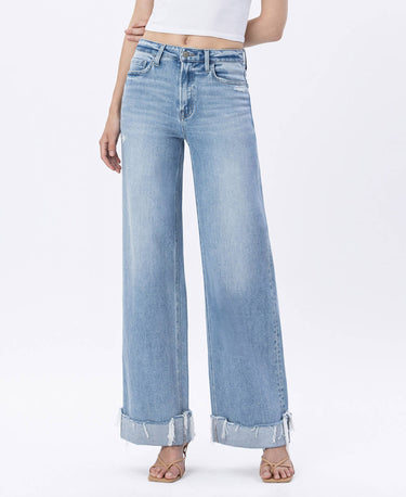 Yvette Super High Rise Cuffed Wide Jeans