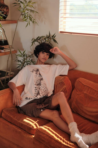 Cheetah Vintage-Print Oversized Graphic T-Shirt
