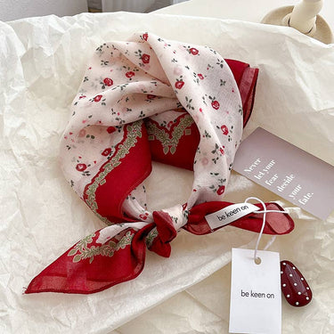 Red Passion Floral Bandana Square Scarves