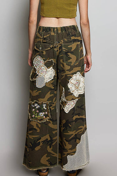 Lana Floral Embroidered Butterfly Patchwork Pants