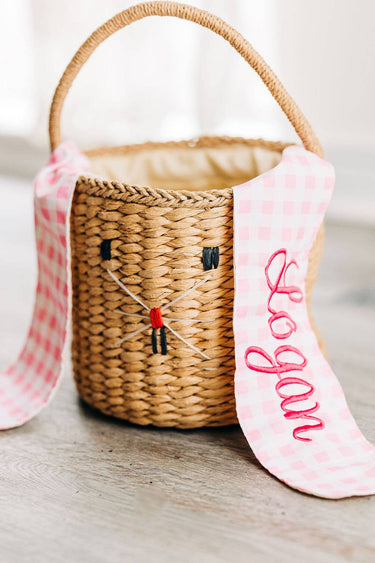 Easter Basket with Gingham Bunny Ears