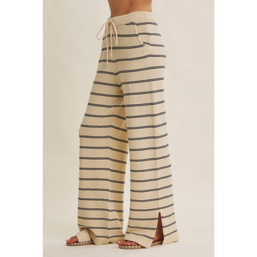 Bayside Leisure Striped Wide Leg Knit Sweater Pants
