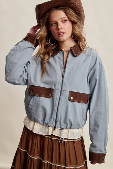 Maeve Contrast Trim Western Utility Jacket
