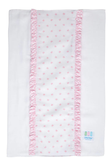 Bow Fancy Fabric Burp, Pink