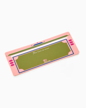 Pink mahjong line finder with with green on a white background