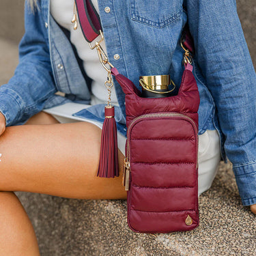 Dark Cherry HydroBag® with Cherry and Black Striped Strap