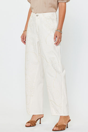 Eva Barrel Leg Pant with Embroidery Details