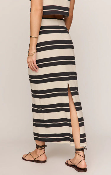 Gail Striped Jersey Midi Skirt - Ash Black Stripe by Z Supply