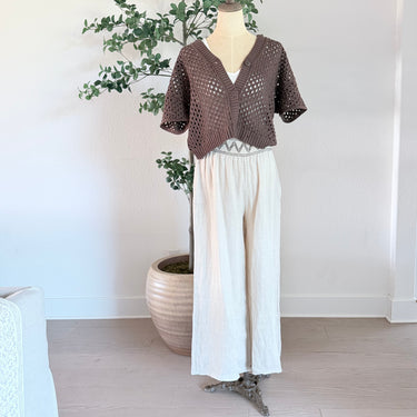 Constance Linen Pant with Smocked Trim