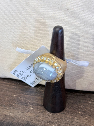 1970s Ring Grey Blue Stone
