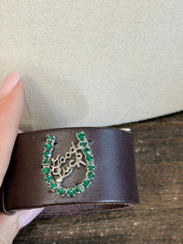 1940s Horseshoe Brooch Leather cuff