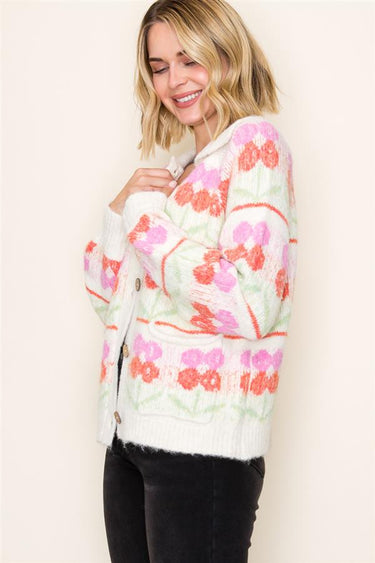 Kinsley Flower Jacquard Cardigan