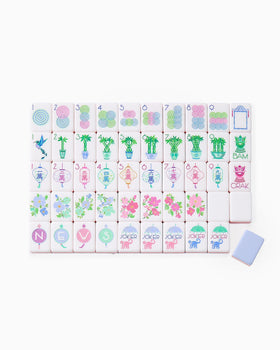 mahjong tiles in pastel colors