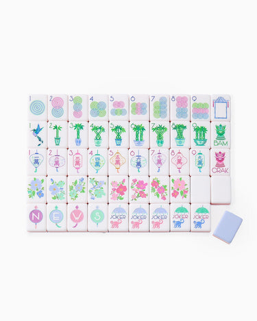 mahjong tiles in pastel colors