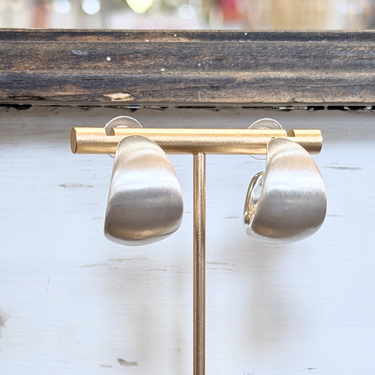 Mimi Wide Frosted Hoops (Silver or Gold) Post Earrings