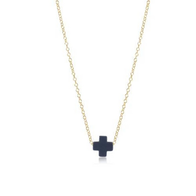 16" Necklace GOLD - Signature Cross (Various Colors)