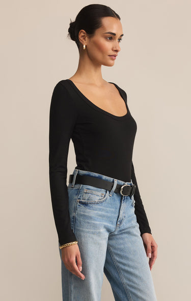 Second Skin Scoop Neck Top in Black by Z Supply