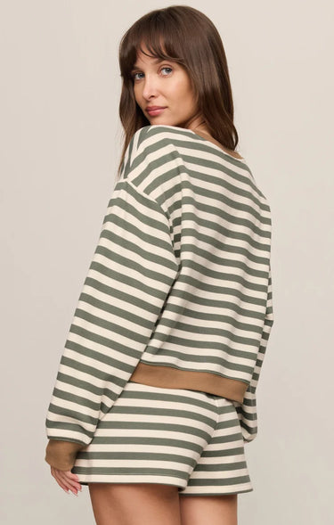 Z Supply Low Key Stripe Sweatshirt - Monstera