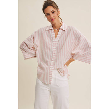 Edie Soft Red Stripe Button Down