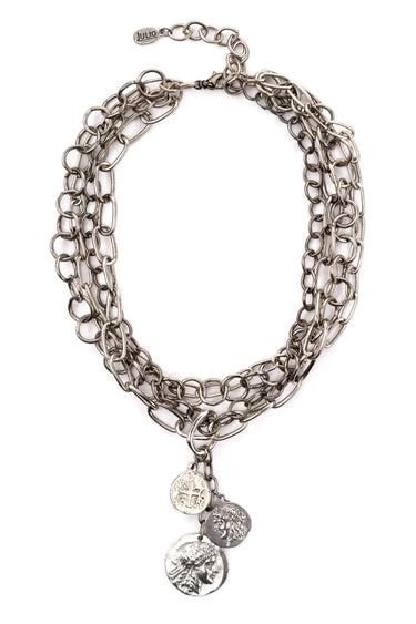 Rustica Multi Chain Necklace with Coin Cluster Pendant