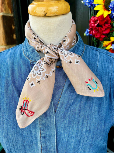 Embroidered Lucky Boots Bandana by Pradera