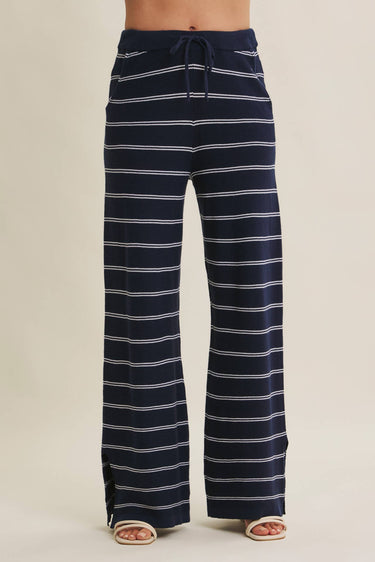 Bayside Leisure Striped Wide Leg Knit Sweater Pants