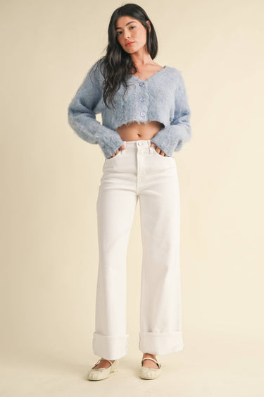 Lou Lou White Cuffed Palazzo Jeans