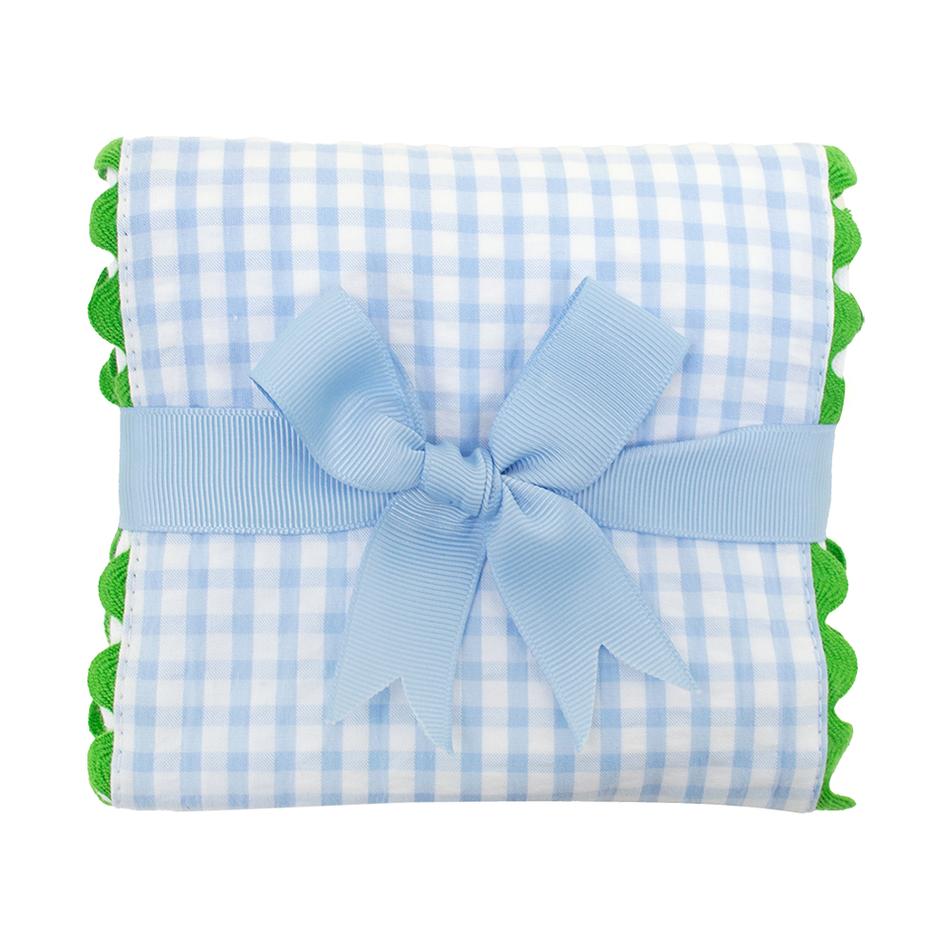 Fancy Blue Gingham With Green Trim Burp
