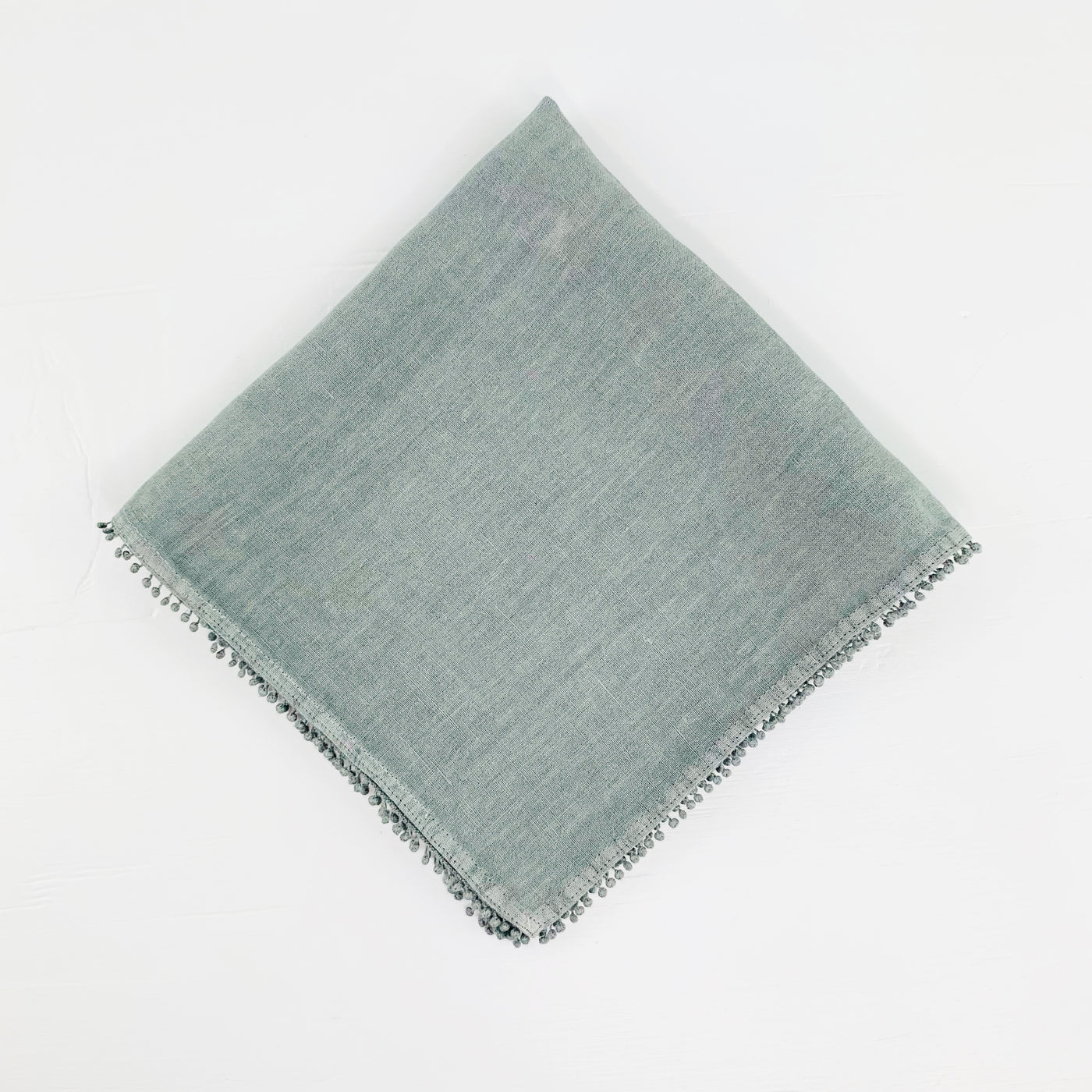 Stone Washed Linen Napkin with Pom Pom Edge