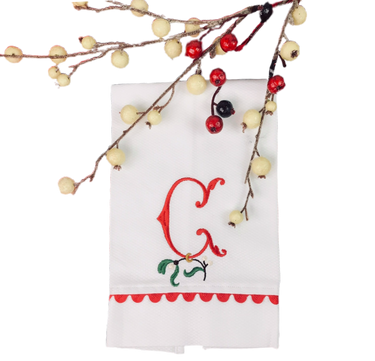 Scalloped Edge Swiss Pique Cotton Guest Towel
