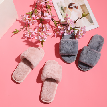 Ladies Fluffy Band Slippers