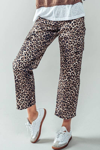 Savanna Leopard Cropped Cargo Pants