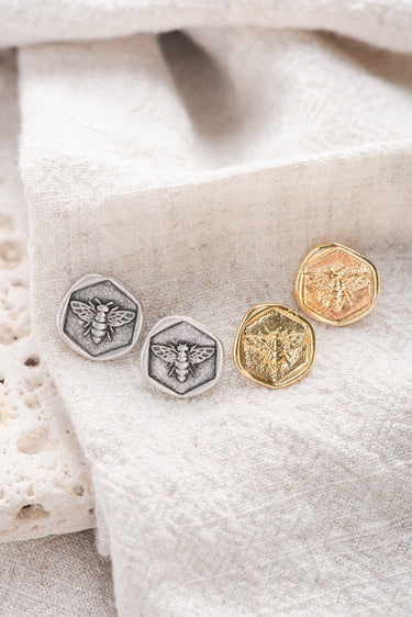 Beekeeper Stud Earrings: Gold or Silver