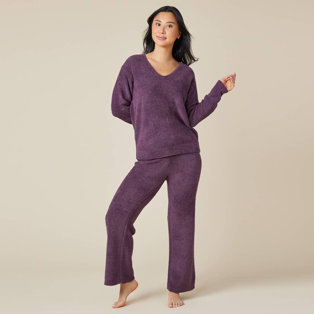 Solid Marshmallow V-Neck Lounge Set