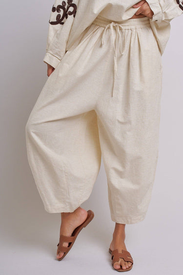 Adeline Cotton Linen Cocoon Pants with Elastic Waist