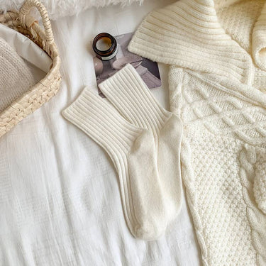 Winter Warm Solid Color Ribbed Socks