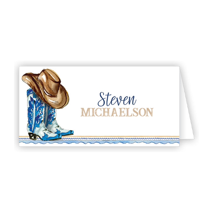 Placecards- Hand-painted Blue Boots