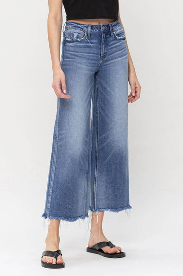 VIVIENNE HIGH RISE CROP WIDE LEG JEANS By Flying Monkey