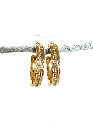 Pave Crystal Channel Hoops in Gold or Silver by CV Designs