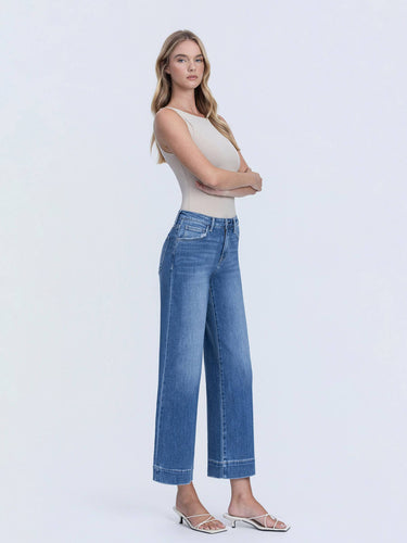 Rya High Rise Cropped Wide Leg Hem Jeans