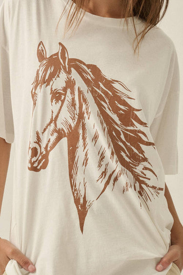 Vintage Horse Garment-Wash Oversize Graphic Tee