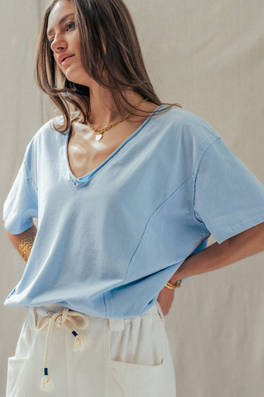 Hallie Exposed Seam V-Neck Tee