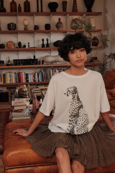 Cheetah Vintage-Print Oversized Graphic T-Shirt
