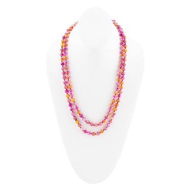 Pink Agate Knotted Long Necklace